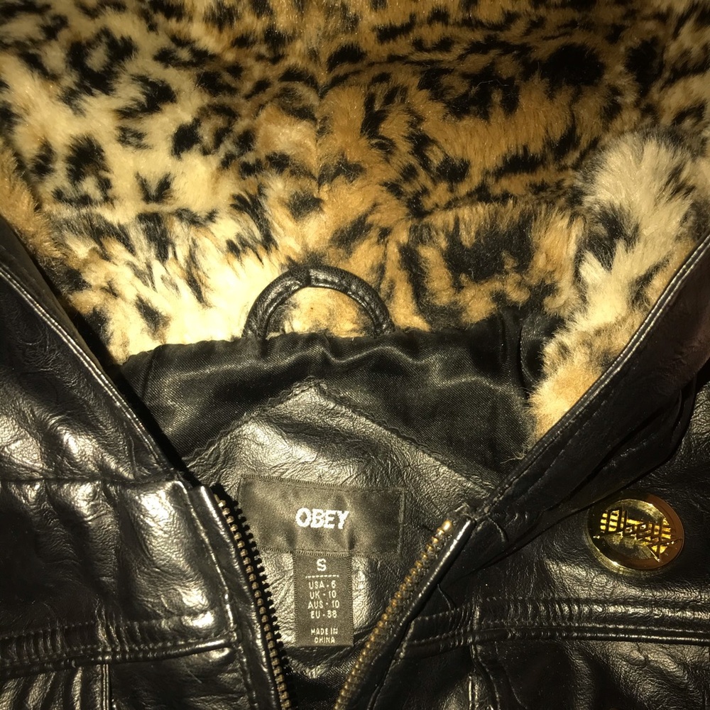 Discontinued obey leather jacket